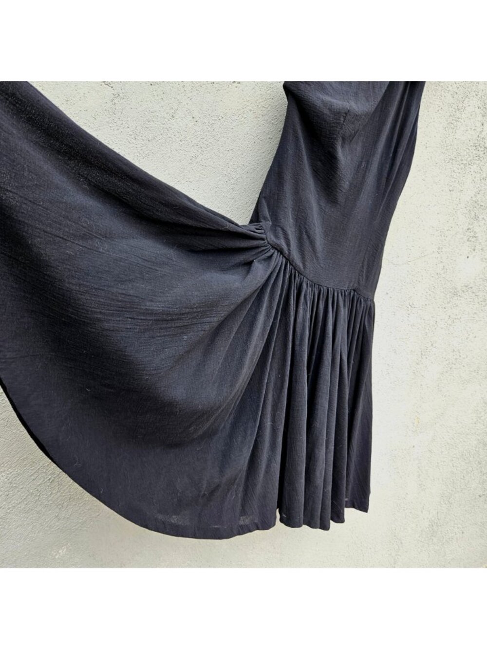 Vintage Georges Rech Paris Black One Shoulder Drop Waist Dress Rosette S - Picture 11 of 15